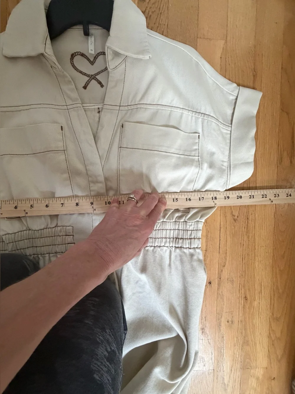 Rylee + Cru Utility Safari Romper XS Ivory Contrast Stitch Shortalls Boiler Suit